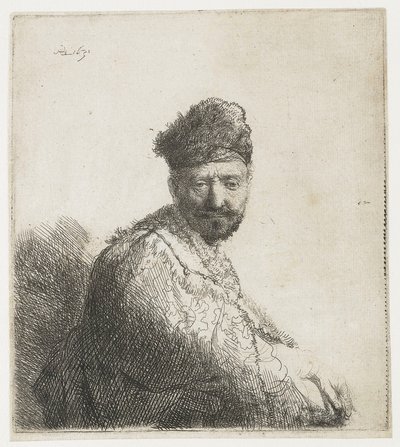 Bearded Man, in a Furred Oriental Cap and Robe: The Artist’s Father by Rembrandt van Rijn